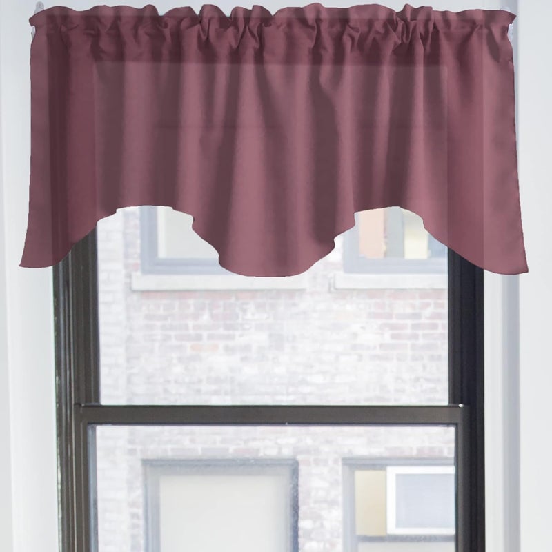 Zen Creative Designs Solid Poplin Scalloped Window Valance Home Décor Bedroom Nursery Kitchen Window (Dusty Rose) - Image 2